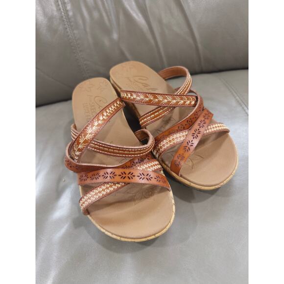 Sketchers Women's 6.5 Cali Beverlee Tiger Posse Wedge Sandal Tan - Picture 2 of 6